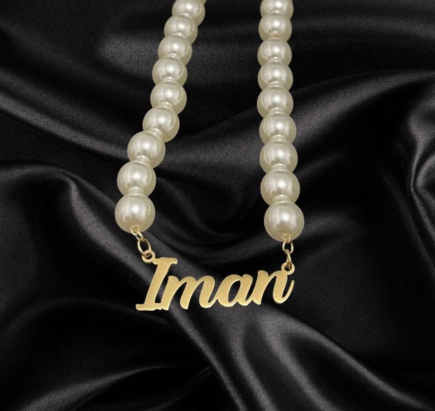 Custom Pearl Name Necklace